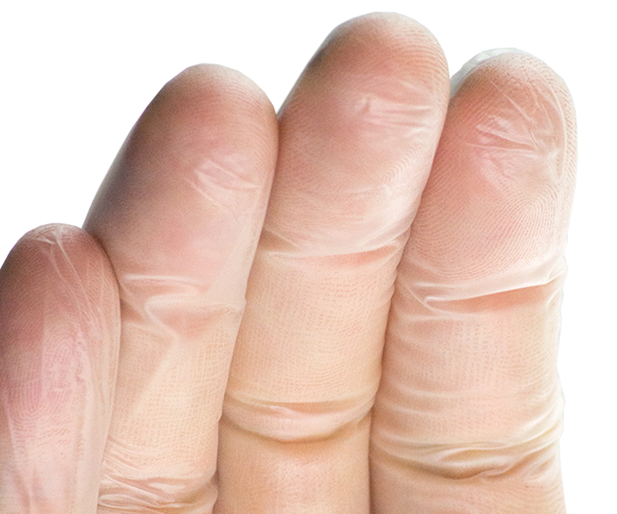 3 Boxes Extra Small Sizes Extra Small to Extra Large of Gloveman Clear Vinyl Powder Free Gloves