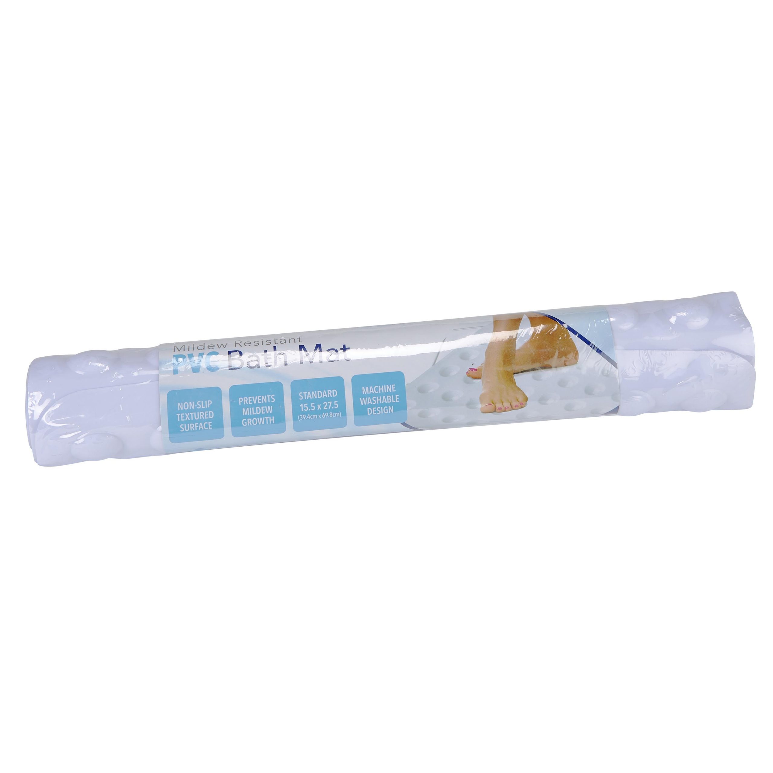 Sanitized PVC Bath Mat - Mildew Resistant, 15.5x27.5, 12 per case